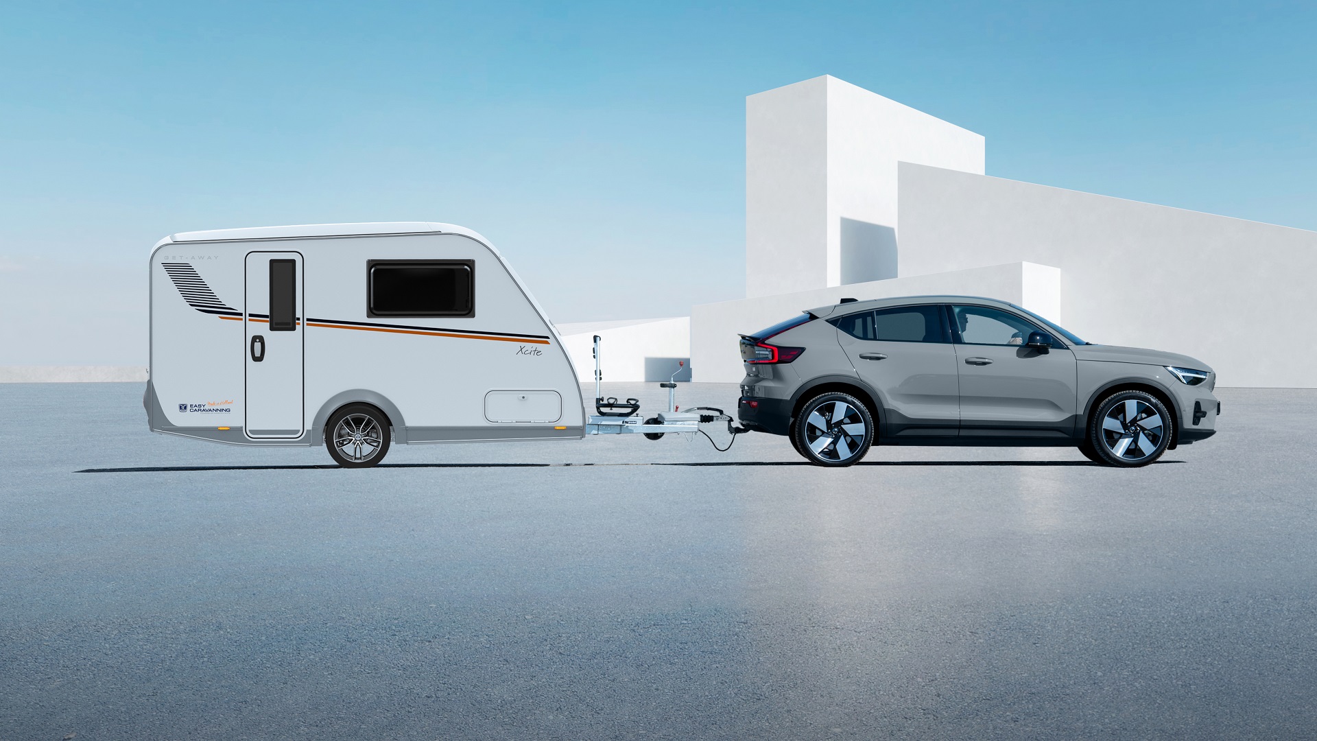 a car and a caravan