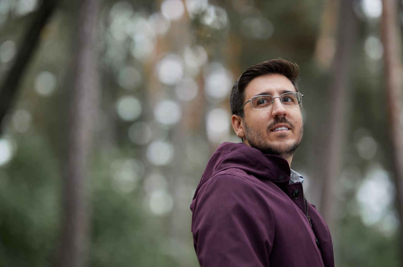 A person walking in the forest