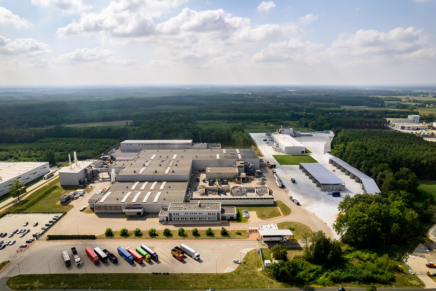 an aerial view of a recycling plant