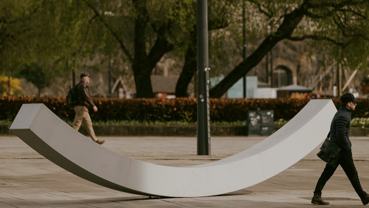 a man walking on a ramp