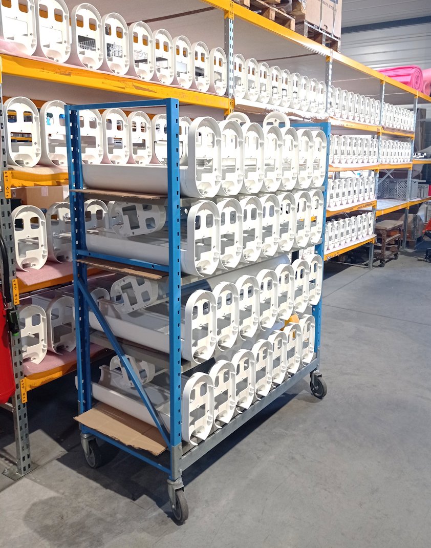 a rack of white objects